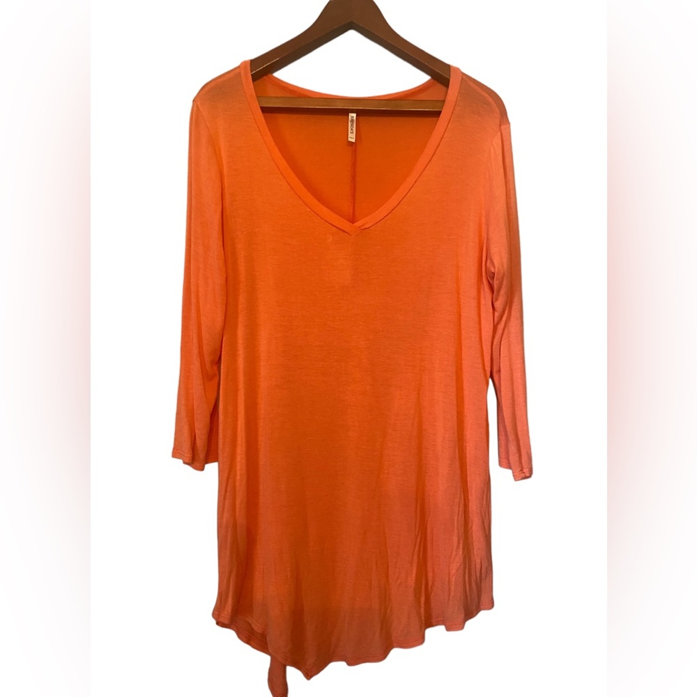 Brenda’s USA Peach Asymmetrical Long Sleeve Top